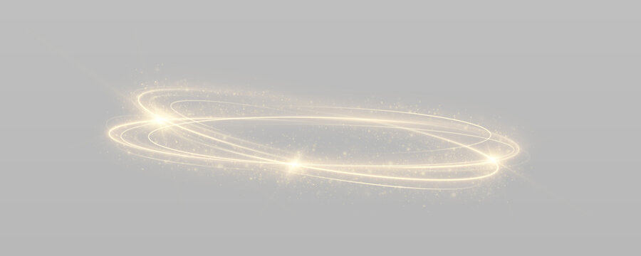 Luminous circular trails with sparkling particles and glowing light rings.