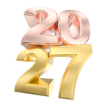 Metallic 3D 2027 year digits