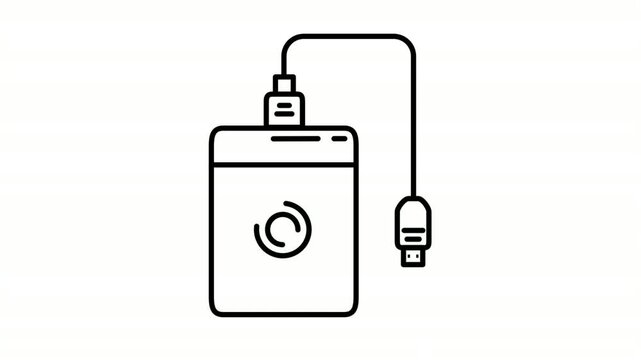 Disk animated icon demonstrating external hard drive storage hardware