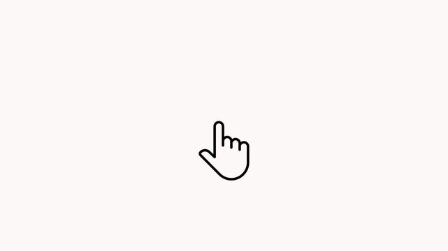 Animation of a looping finger-shaped mouse pointer with transparent background and a green background . hand cursor with click and accent.