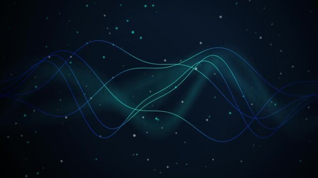 Glowing sinusoidal sound waves flow in a seamless loop