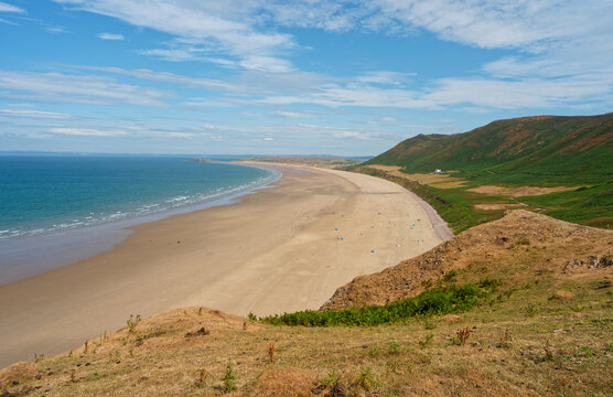 High above an almost deserted Rhossili Beach.