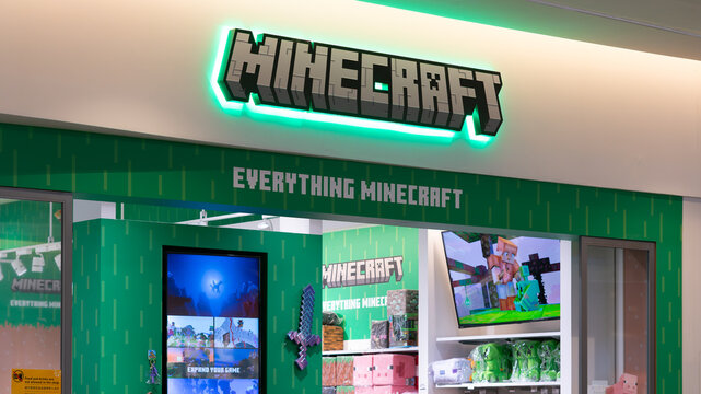 ront view of Everything Minecraft store a shop dedicated to the Minecraft video game in DiverCity Tokyo plaza Japan