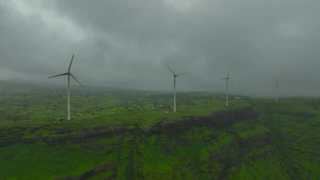 Renewable energy wind farm aerial view