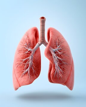 close up medical concept of human lungs, realistic anatomical respiratory system isolated against a soft white clinical background, subtle blue medical lighting, clean minimalist composition, premium