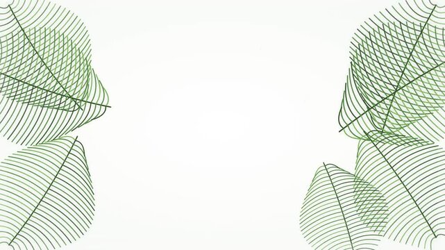 Minimalist Green Tropical Leaf Line Art Frame on White Background