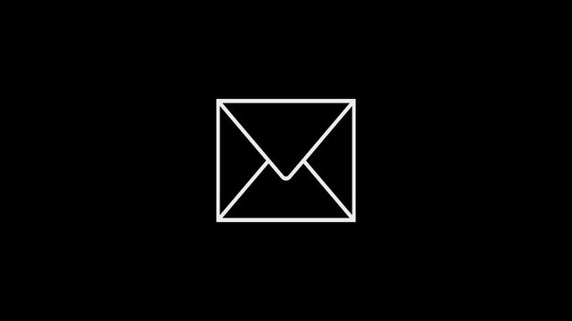 Massege icon animation on black background. sms icon . email, gmail, address,letter 4k video.