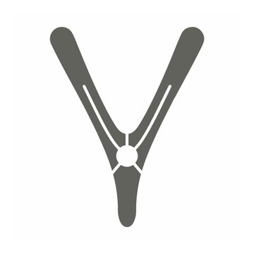 Prehistoric dinosaur wishbone or furcula fossil icon