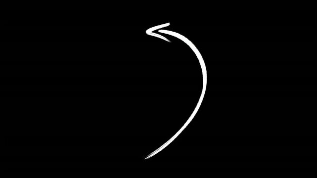 Doodle arrow curved white chalk pointer pointing left up