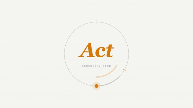 Orange text acts inside circular frame in a minimalist graphic design template for business slides suitable for presentations and promotions.