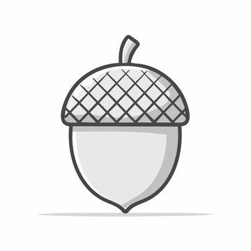 Monochrome vector icon of a single acorn featuring a crosshatched cap design and clean outline
