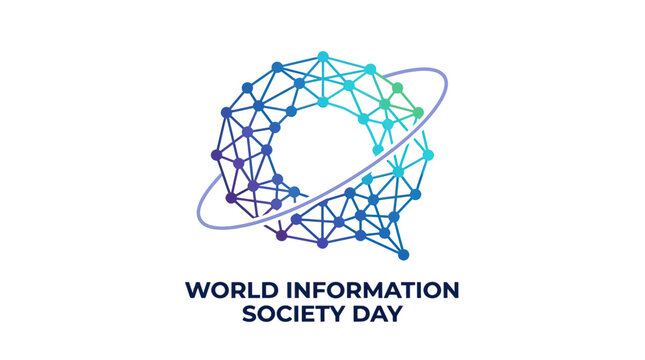 World Information Society Day Concept with Global Digital Network Connection and Chat Bubble Graphic