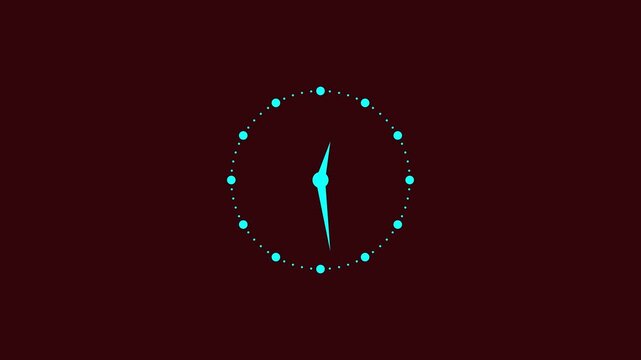 Clock animation icon. Reverse clock animation showing time running on black background.4k animation video