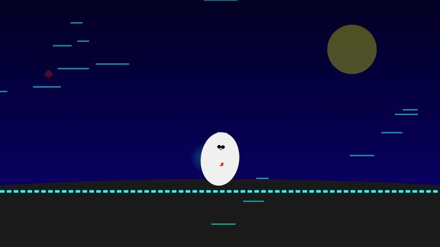 Abstract Minimalist Rabbit Character on Dark Digital Background