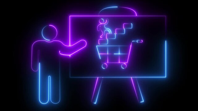 Neon business presentation e-commerce growth and sales strategy concept
