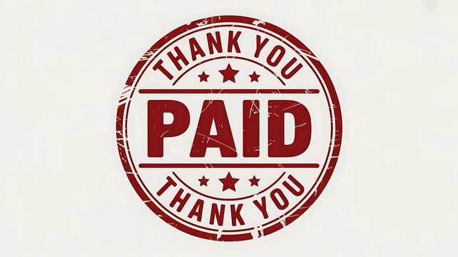 Red circular PAID rubber stamp graphic with Thank You text on white background