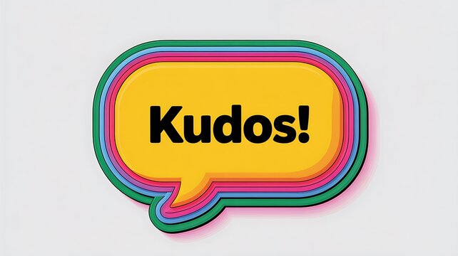 Colorful Kudos speech bubble icon for employee recognition and positive feedback concepts