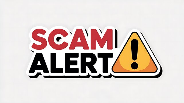 Scam Alert sticker graphic with warning sign icon for cybersecurity and fraud protection
