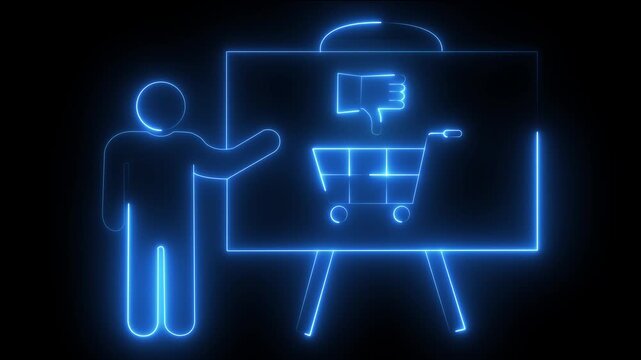 Neon presentation of negative shopping feedback and consumer dissatisfaction concept
