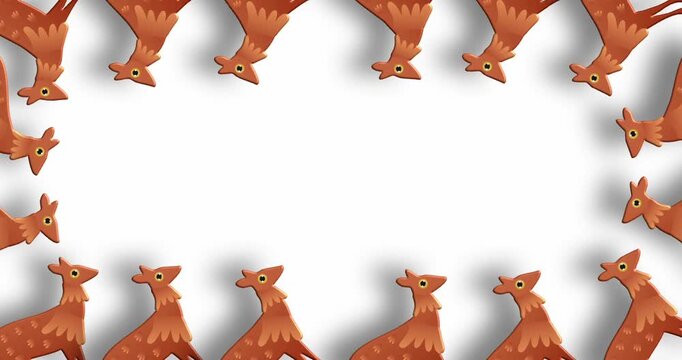 deer portrait border design on plain white empty background