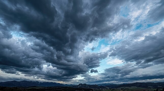 Dramatic storm clouds rolling across the sky before an impending downpour