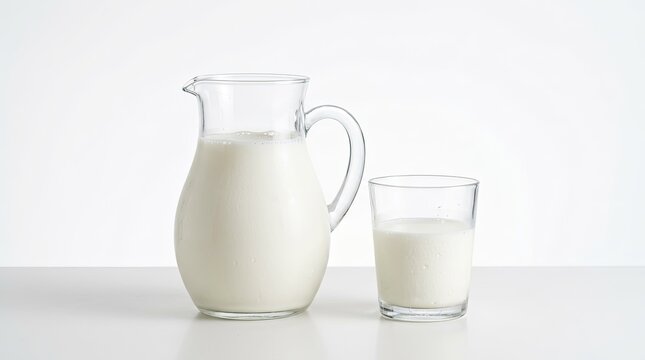 glass of milk and jug