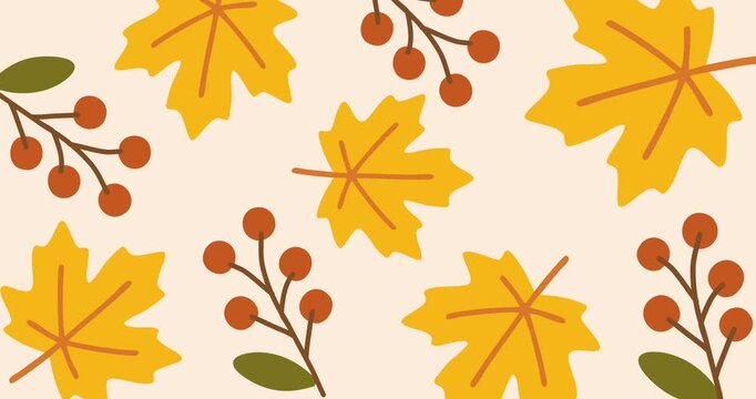 vibrant autumn maple leaves pattern on cream light backdrop