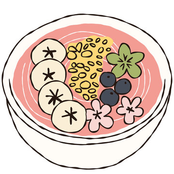 Hand Drawn Healthy Acai Smoothie Bowl Clipart