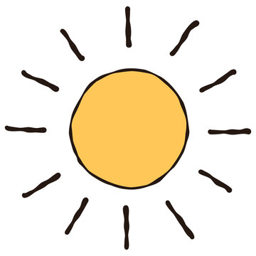 Hand Drawn Yellow Sun Rays Doodle Vector Clipart