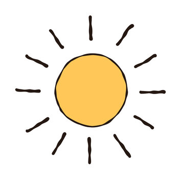 Hand Drawn Yellow Sun Rays Doodle Vector Clipart