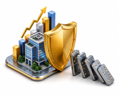 Ultra crisp 3D isometric corporate governance and business risk management concept on white background, Generative AI⁠