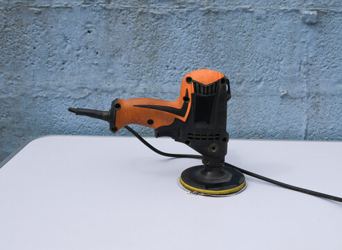 Orbital Sander on Wooden Surface &ndash; Power Tool for Woodworking and DIY