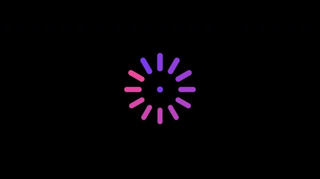 Rotating Bars Loading Animation in Purple and Pink with Transparent Background