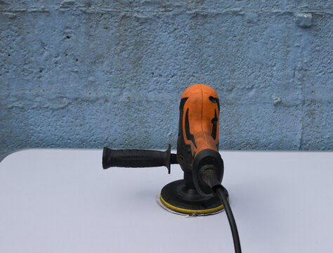 Orbital Sander on Wooden Surface &ndash; Power Tool for Woodworking and DIY