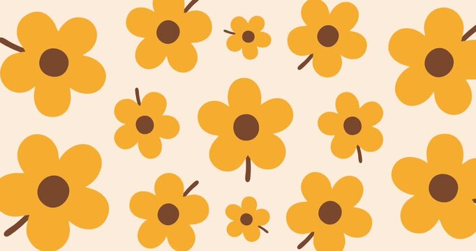 seamless pattern design with cute hand drawn orange flowers