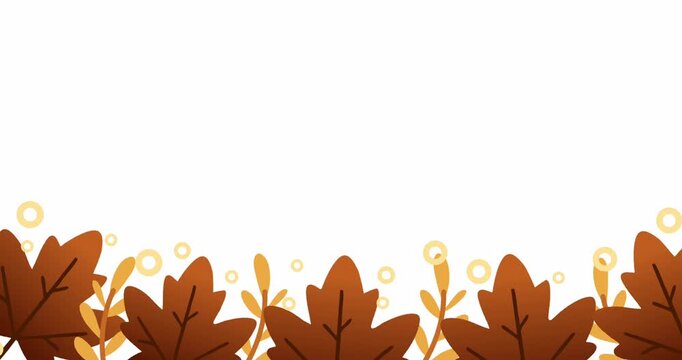 minimalist border frame with falling brown autumn maple leaves