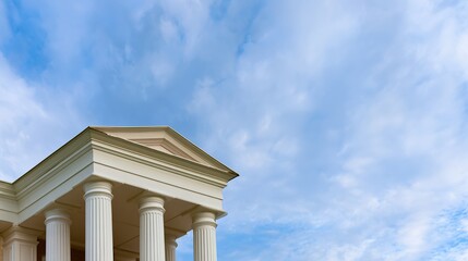 Fototapeta premium mansion. Classical mansion facade with elegant columns under a clear blue sky, showcasing architectural grandeur. real-estate listings.