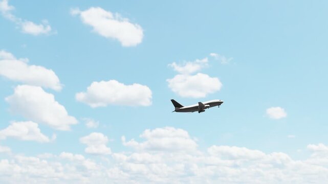 Commercial passenger airplane flying through the sky and taking off, ideal for aviation, air travel, tourism, transportation, airline, and travel content.