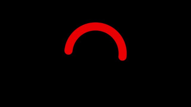 Red colour animation - loading circle icon on black background. 4k animation video