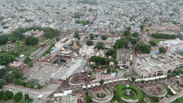 Aerial shot of Shri Mahakaleshwar Jyotirlinga Temple in Madhya Pradesh, India. This is one of the Popular Jyotirlinga of 12 Jyotirlinga in India