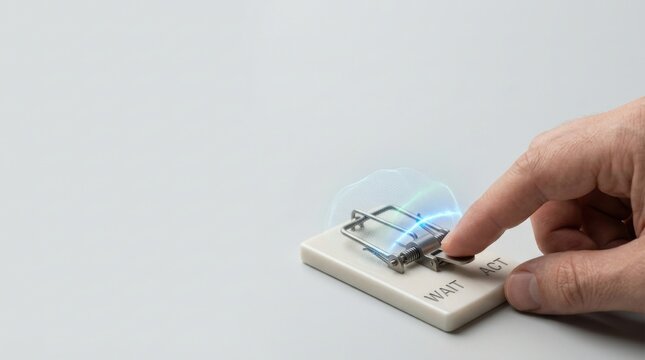 Visualization of decision threshold as a person touches a light switch signifying commitment from uncertainty to action