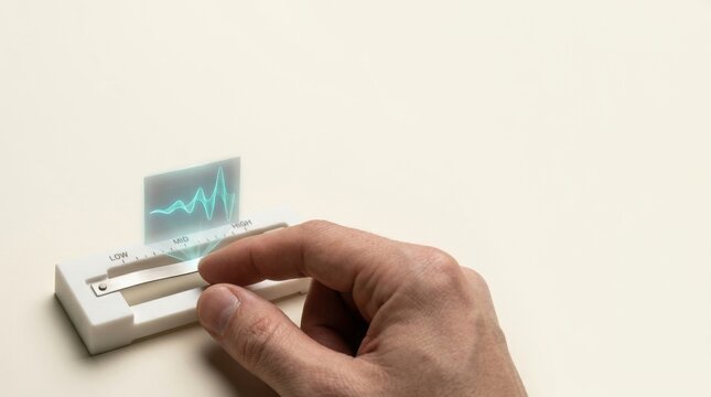 Hand holding a white device visualizing demand elasticity and behavior response to changing pressure in real time