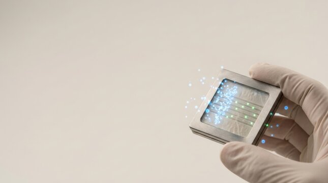 Person holding a cell to visualize green hydrogen technology through selective ion transport in advanced material