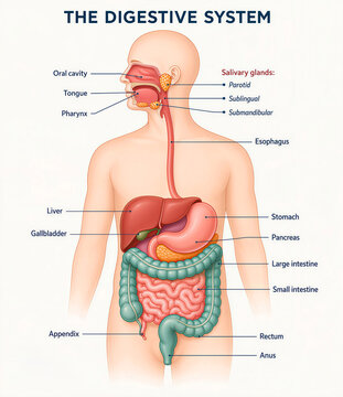 Digestive system labeled 
