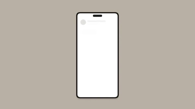 Minimalist illustration of a modern smartphone with a blank white screen on a plain background.