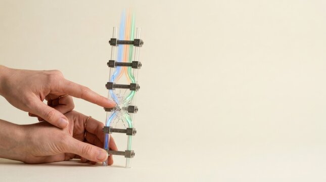 Individual holding multi-colored object to visualize supply chain fragility and threats to continuity across stages