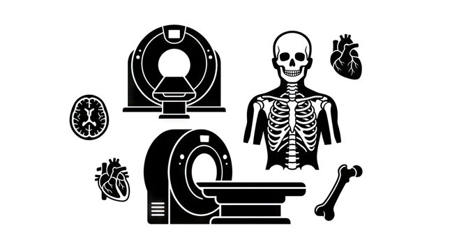 Medical diagnostic imaging and human anatomy icon set