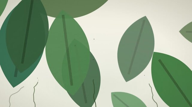 Abstract seamless pattern with overlapping green leaves on light background