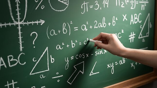 Student solving algebra equation to improve motor skills