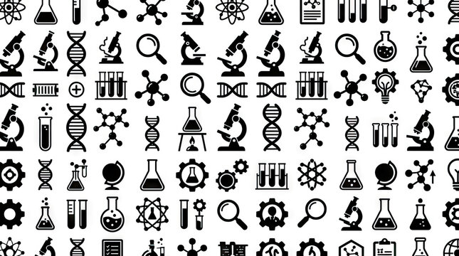 Science and chemistry icon pattern background.